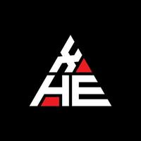 création de logo de lettre triangle xhe avec forme de triangle. monogramme de conception de logo xhe triangle. modèle de logo vectoriel triangle xhe avec couleur rouge. xhe logo triangulaire logo simple, élégant et luxueux.