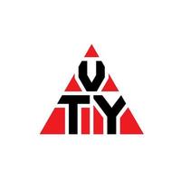 création de logo de lettre triangle vty avec forme de triangle. monogramme de conception de logo vty triangle. modèle de logo vectoriel triangle vty avec couleur rouge. vty logo triangulaire logo simple, élégant et luxueux.