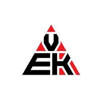 création de logo de lettre triangle vek avec forme de triangle. monogramme de conception de logo triangle vek. modèle de logo vectoriel triangle vek avec couleur rouge. logo triangulaire vek logo simple, élégant et luxueux.