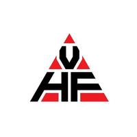 création de logo de lettre triangle vhf avec forme de triangle. monogramme de conception de logo triangle vhf. modèle de logo vectoriel triangle vhf avec couleur rouge. logo triangulaire vhf logo simple, élégant et luxueux.