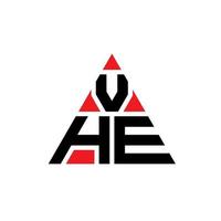 création de logo de lettre triangle vhe avec forme de triangle. monogramme de conception de logo triangle vhe. modèle de logo vectoriel triangle vhe avec couleur rouge. vhe logo triangulaire logo simple, élégant et luxueux.
