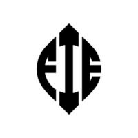 création de logo de lettre de cercle fiie avec forme de cercle et d'ellipse. fiie lettres ellipse avec style typographique. les trois initiales forment un logo circulaire. résumé de l'emblème du cercle fiie vecteur