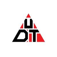 création de logo de lettre triangle udt avec forme de triangle. monogramme de conception de logo triangle udt. modèle de logo vectoriel triangle udt avec couleur rouge. logo triangulaire udt logo simple, élégant et luxueux.