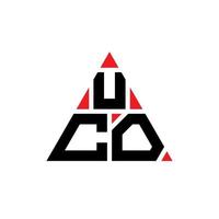 création de logo de lettre triangle uco avec forme de triangle. monogramme de conception de logo triangle uco. modèle de logo vectoriel triangle uco avec couleur rouge. logo triangulaire uco logo simple, élégant et luxueux.