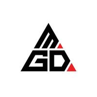 création de logo de lettre triangle mgd avec forme de triangle. monogramme de conception de logo triangle mgd. modèle de logo vectoriel triangle mgd avec couleur rouge. logo triangulaire mgd logo simple, élégant et luxueux.