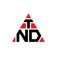 création de logo de lettre triangle tnd avec forme de triangle. monogramme de conception de logo triangle tnd. modèle de logo vectoriel triangle tnd avec couleur rouge. logo triangulaire tnd logo simple, élégant et luxueux.