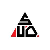 création de logo de lettre de triangle suo avec forme de triangle. monogramme de conception de logo triangle suo. modèle de logo vectoriel triangle suo avec couleur rouge. suo logo triangulaire logo simple, élégant et luxueux.