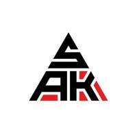 création de logo de lettre triangle sak avec forme de triangle. monogramme de conception de logo triangle sak. modèle de logo vectoriel triangle sak avec couleur rouge. logo triangulaire sak logo simple, élégant et luxueux.