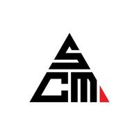 création de logo de lettre triangle scm avec forme de triangle. monogramme de conception de logo triangle scm. modèle de logo vectoriel triangle scm avec couleur rouge. logo triangulaire scm logo simple, élégant et luxueux.