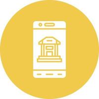 icône de fond de cercle de glyphe de banque mobile vecteur