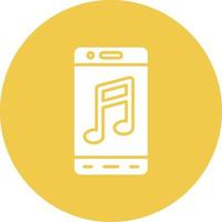 icône de fond de cercle de glyphe d'application de musique mobile vecteur