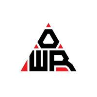 création de logo de lettre triangle owr avec forme de triangle. monogramme de conception de logo triangle owr. modèle de logo vectoriel triangle owr avec couleur rouge. owr logo triangulaire logo simple, élégant et luxueux.