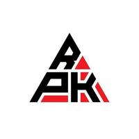 création de logo de lettre triangle rpk avec forme de triangle. monogramme de conception de logo triangle rpk. modèle de logo vectoriel triangle rpk avec couleur rouge. logo triangulaire rpk logo simple, élégant et luxueux.