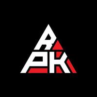 création de logo de lettre triangle rpk avec forme de triangle. monogramme de conception de logo triangle rpk. modèle de logo vectoriel triangle rpk avec couleur rouge. logo triangulaire rpk logo simple, élégant et luxueux.