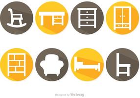 Icônes de vecteur de meubles à l'ombre longue