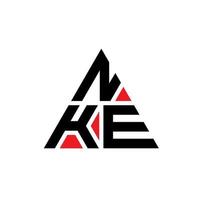 création de logo de lettre triangle nke avec forme de triangle. monogramme de conception de logo triangle nke. modèle de logo vectoriel triangle nke avec couleur rouge. logo triangulaire nke logo simple, élégant et luxueux.