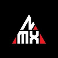 création de logo de lettre triangle nmx avec forme de triangle. monogramme de conception de logo triangle nmx. modèle de logo vectoriel triangle nmx avec couleur rouge. logo triangulaire nmx logo simple, élégant et luxueux.