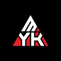 conception de logo de lettre de triangle de myk avec la forme de triangle. monogramme de conception de logo triangle myk. modèle de logo vectoriel triangle myk avec couleur rouge. logo triangulaire myk logo simple, élégant et luxueux.