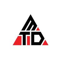 création de logo de lettre triangle mtd avec forme de triangle. monogramme de conception de logo triangle mtd. modèle de logo vectoriel triangle mtd avec couleur rouge. logo triangulaire mtd logo simple, élégant et luxueux.