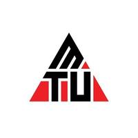 création de logo de lettre triangle mtu avec forme de triangle. monogramme de conception de logo triangle mtu. modèle de logo vectoriel triangle mtu avec couleur rouge. logo triangulaire mtu logo simple, élégant et luxueux.