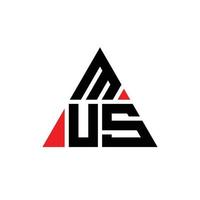 création de logo de lettre triangle mus avec forme de triangle. monogramme de conception de logo triangle mus. modèle de logo vectoriel triangle mus avec couleur rouge. mus logo triangulaire logo simple, élégant et luxueux.