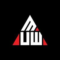 création de logo de lettre de triangle muw avec forme de triangle. monogramme de conception de logo triangle muw. modèle de logo vectoriel triangle muw avec couleur rouge. muw logo triangulaire logo simple, élégant et luxueux.