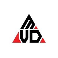 création de logo de lettre triangle mvd avec forme de triangle. monogramme de conception de logo triangle mvd. modèle de logo vectoriel triangle mvd avec couleur rouge. logo triangulaire mvd logo simple, élégant et luxueux.