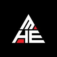 création de logo de lettre triangle mhe avec forme de triangle. monogramme de conception de logo triangle mhe. modèle de logo vectoriel triangle mhe avec couleur rouge. logo triangulaire mhe logo simple, élégant et luxueux.