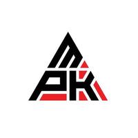 création de logo de lettre triangle mpk avec forme de triangle. monogramme de conception de logo triangle mpk. modèle de logo vectoriel triangle mpk avec couleur rouge. logo triangulaire mpk logo simple, élégant et luxueux.