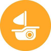 icône de fond de cercle de glyphe de bateau vecteur