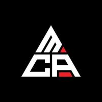 création de logo de lettre triangle mca avec forme de triangle. monogramme de conception de logo triangle mca. modèle de logo vectoriel triangle mca avec couleur rouge. logo triangulaire mca logo simple, élégant et luxueux.