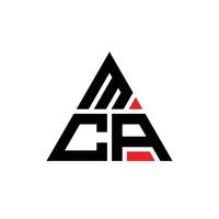 création de logo de lettre triangle mca avec forme de triangle. monogramme de conception de logo triangle mca. modèle de logo vectoriel triangle mca avec couleur rouge. logo triangulaire mca logo simple, élégant et luxueux.