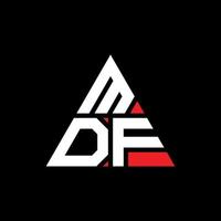 création de logo de lettre triangle mdf avec forme de triangle. monogramme de conception de logo triangle mdf. modèle de logo vectoriel triangle mdf avec couleur rouge. logo triangulaire mdf logo simple, élégant et luxueux.