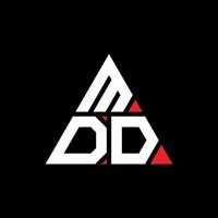 création de logo de lettre triangle mdd avec forme de triangle. monogramme de conception de logo triangle mdd. modèle de logo vectoriel triangle mdd avec couleur rouge. logo triangulaire mdd logo simple, élégant et luxueux.