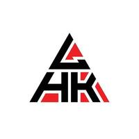 création de logo de lettre triangle lhk avec forme de triangle. monogramme de conception de logo triangle lhk. modèle de logo vectoriel triangle lhk avec couleur rouge. logo triangulaire lhk logo simple, élégant et luxueux.