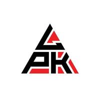 création de logo de lettre triangle lpk avec forme de triangle. monogramme de conception de logo triangle lpk. modèle de logo vectoriel triangle lpk avec couleur rouge. logo triangulaire lpk logo simple, élégant et luxueux.