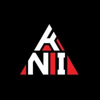 création de logo de lettre triangle kni avec forme de triangle. monogramme de conception de logo triangle kni. modèle de logo vectoriel triangle kni avec couleur rouge. logo triangulaire kni logo simple, élégant et luxueux.