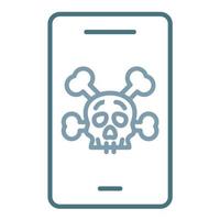 icône de deux couleurs de ligne piratée mobile vecteur
