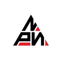 création de logo de lettre triangle npn avec forme de triangle. monogramme de conception de logo triangle npn. modèle de logo vectoriel triangle npn avec couleur rouge. logo triangulaire npn logo simple, élégant et luxueux.