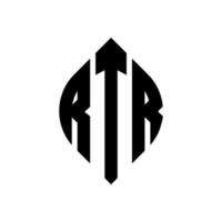 création de logo de lettre de cercle rtr avec forme de cercle et d'ellipse. lettres ellipse rtr avec style typographique. les trois initiales forment un logo circulaire. rtr cercle emblème abstrait monogramme lettre marque vecteur. vecteur