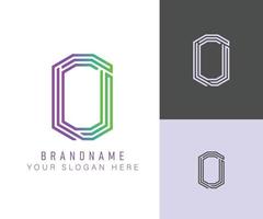 lettre de l'alphabet logo monogramme o avec couleur néon, adaptée aux logos, titres et en-têtes vecteur