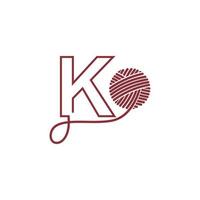 lettre k et écheveau de fil icône illustration de conception vecteur
