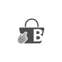 sac à provisions en ligne, curseur cliquez sur l'icône de la main avec la lettre b vecteur