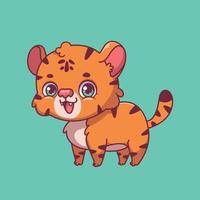 illustration d'un tigre de dessin animé sur fond coloré vecteur