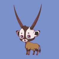 illustration d'un oryx de dessin animé sur fond coloré vecteur