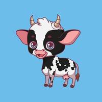 illustration d'une vache de dessin animé sur fond coloré vecteur
