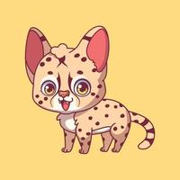 illustration d'un dessin animé serval sur fond coloré vecteur