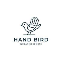 logo d'oiseau avec des formes de main vecteur