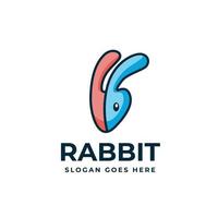 tête de lapin personnage de mascotte mignon avec logo bicolore vecteur