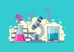 conceptions de concept d'illustration d'expérience de laboratoire chimique vecteur